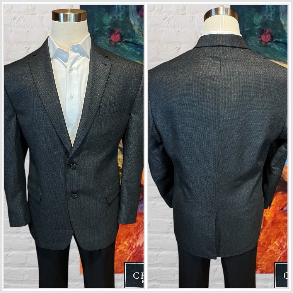 NWOT Chaps Ralph Lauren Men 44R Gray Waffle Texture Flannel Finish Blazer Jacket - Picture 7 of 16